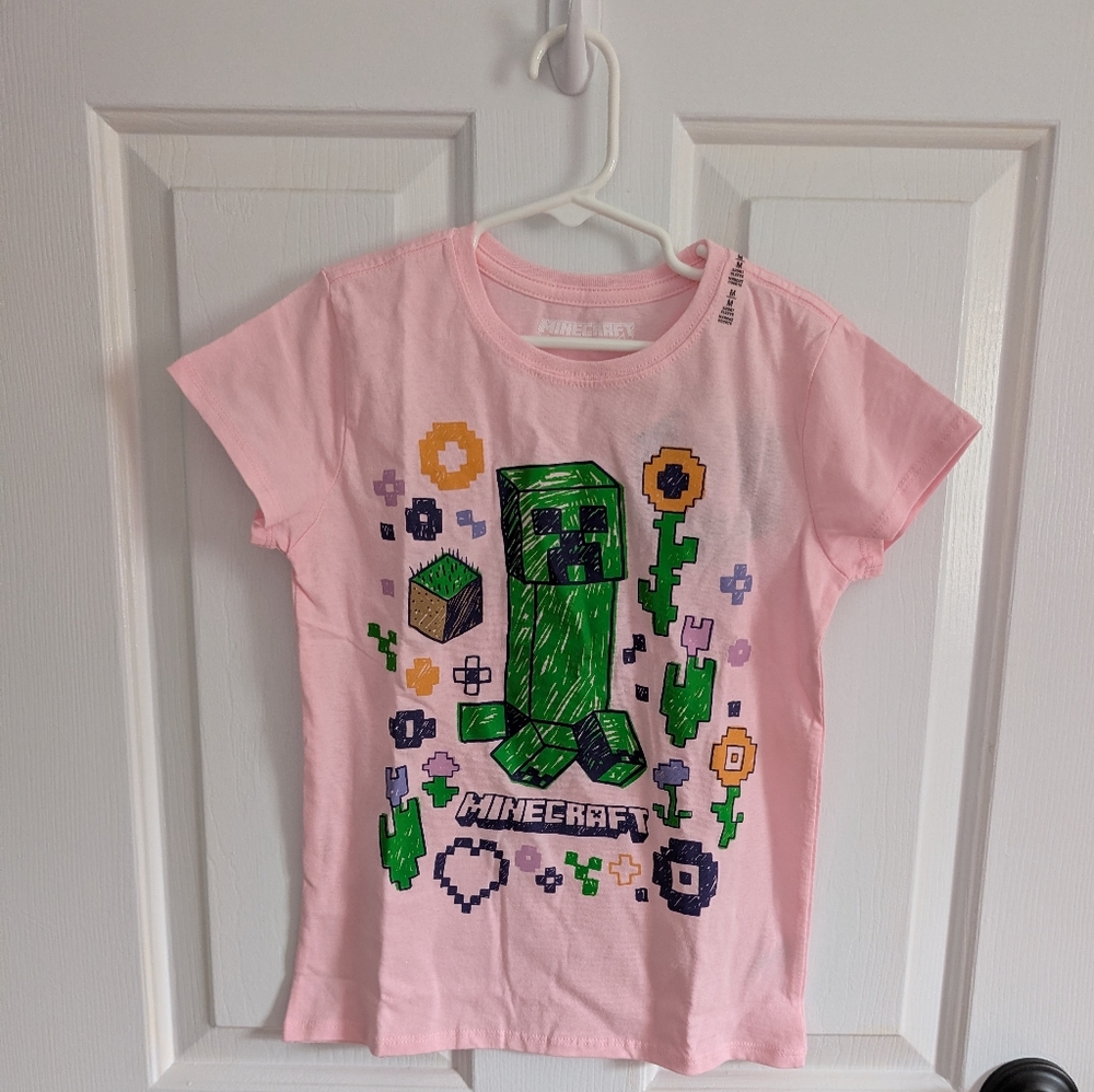 NWT The Children's Place Girls' Pink Creeper Tee Shirt Size Medium (7/8)